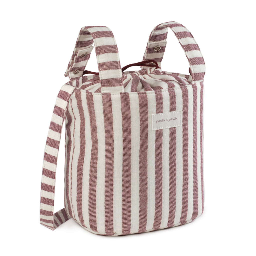 PASITO A PASITO Bolsa Bucket Cherry Rayas