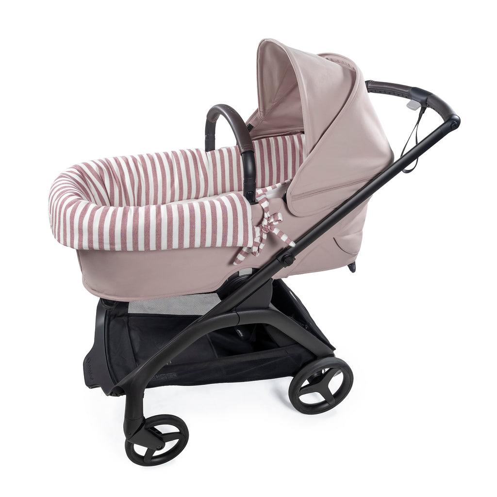 PASITO A PASITO Cubre Cuco Dual + Sabana Ajustable Cuco Cherry Rayas