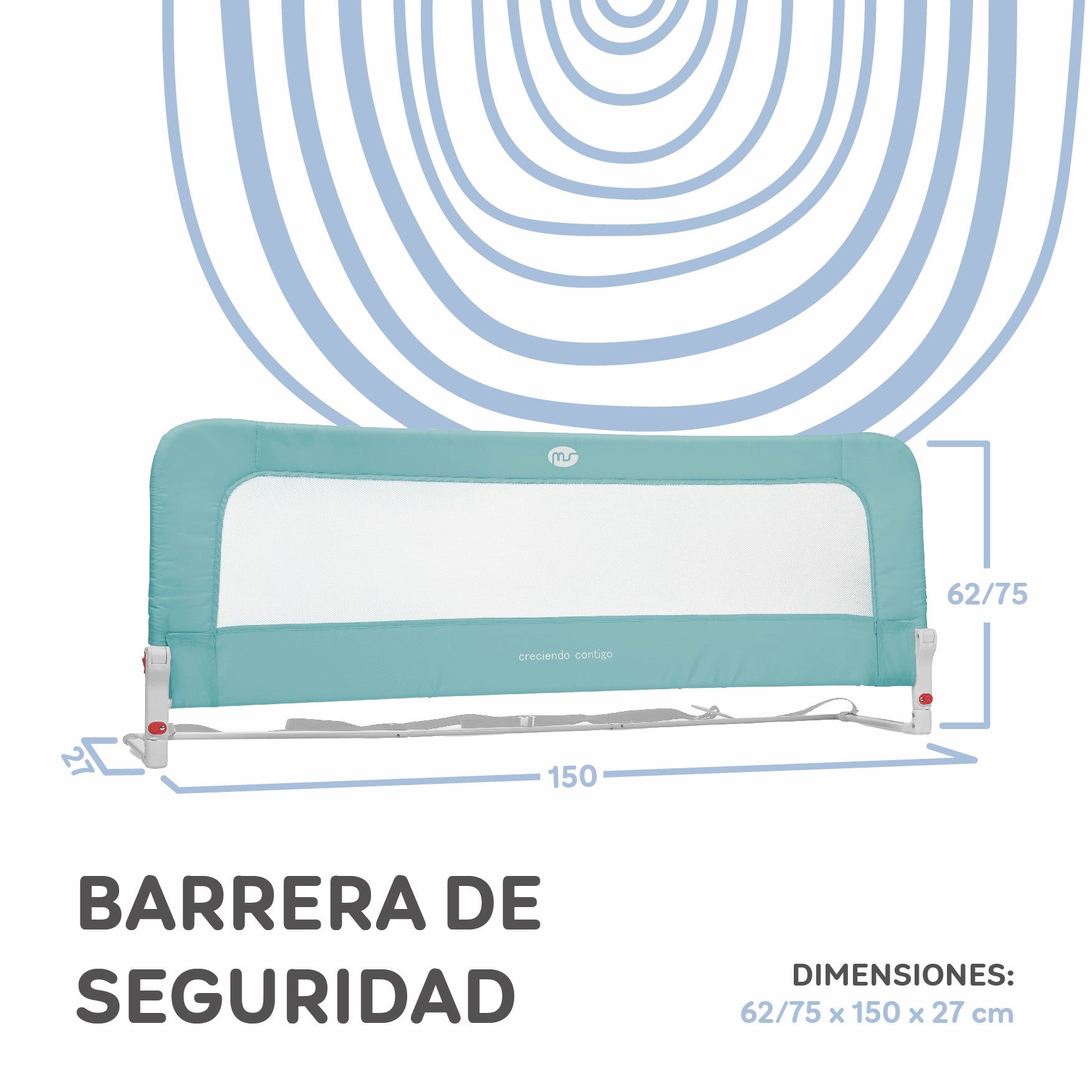 MS Barrera cama nido de 150 cm verde agua
