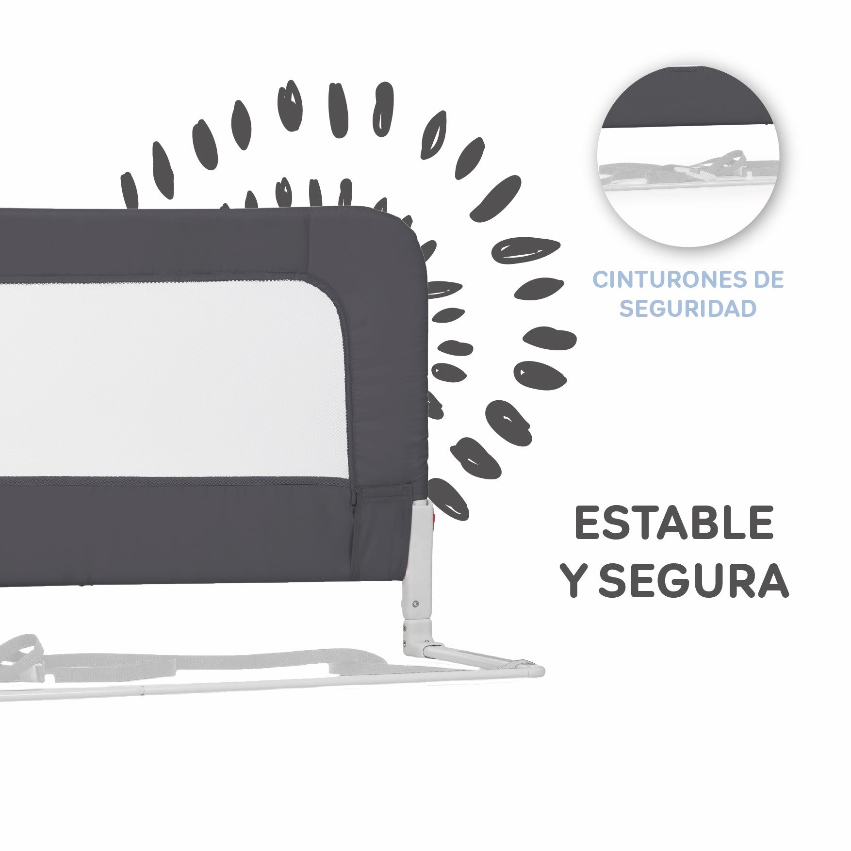 MS Barrera cama nido de 150 cm gris oscuro