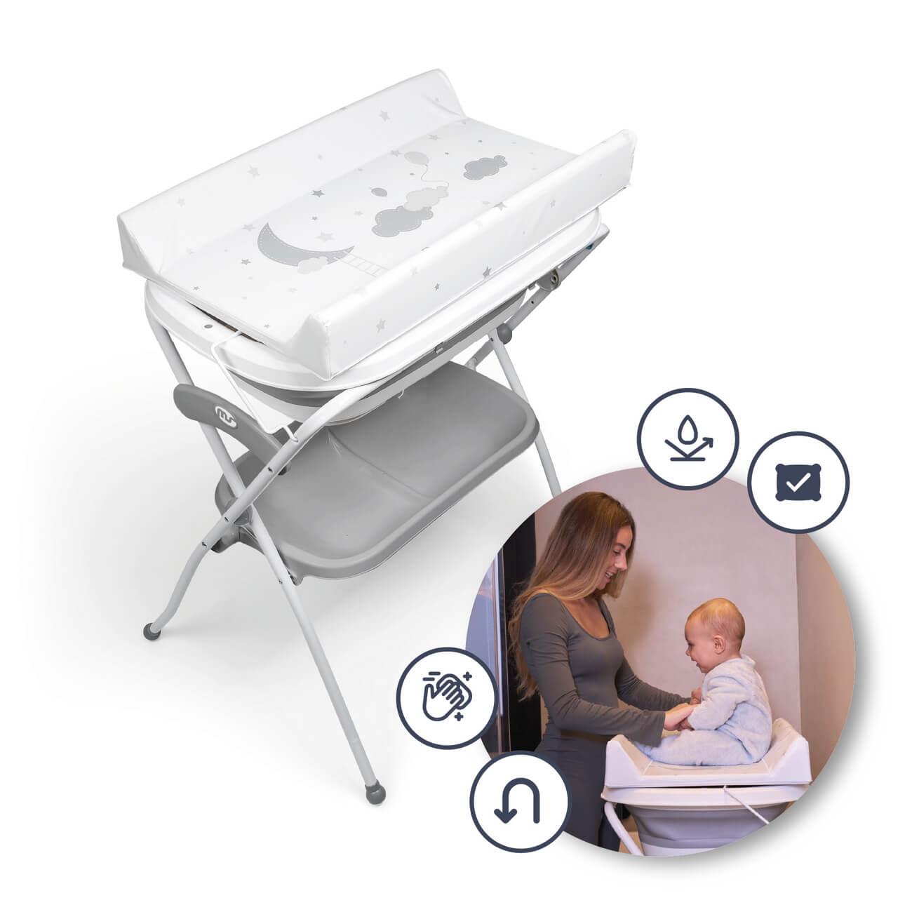 MS Cambiador con bañera plegable Zoe