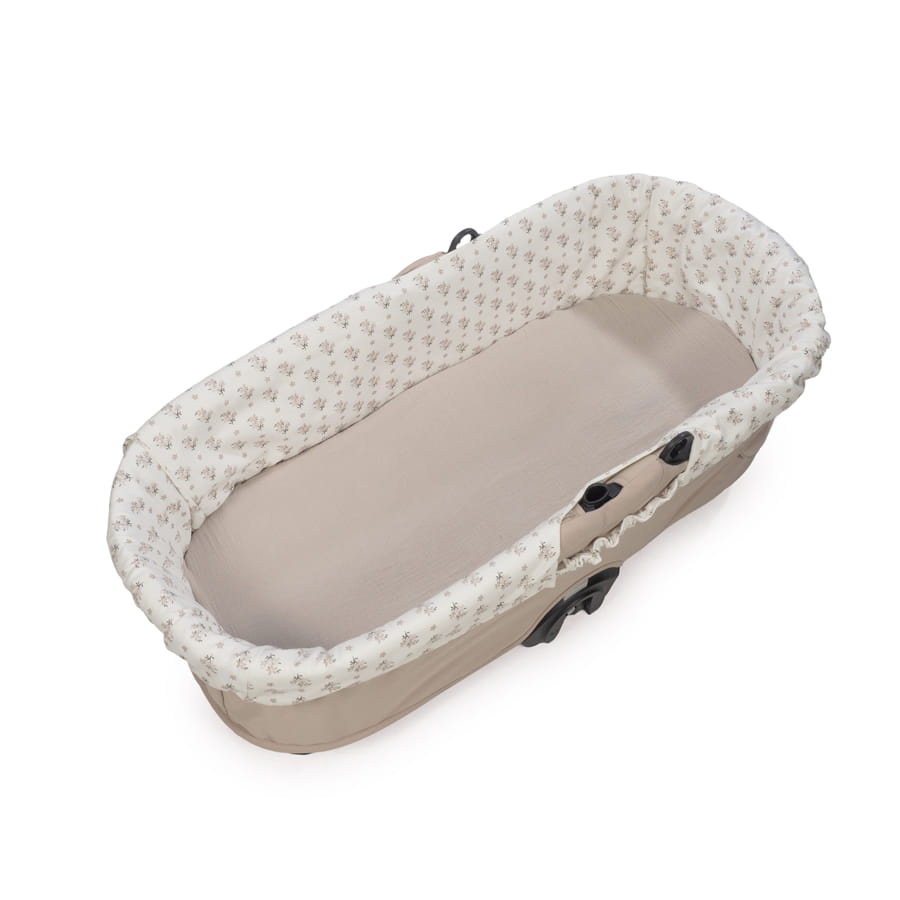 WALKING MUM Cubre Cuco Gomas + Sabana Ajustable Cuco Botton Flores