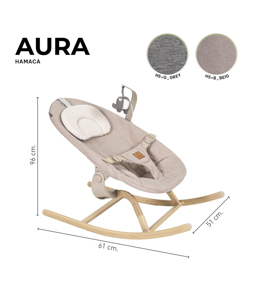 OLMITOS Hamaca + Trona 4 en 1 Aura de Niu Grey