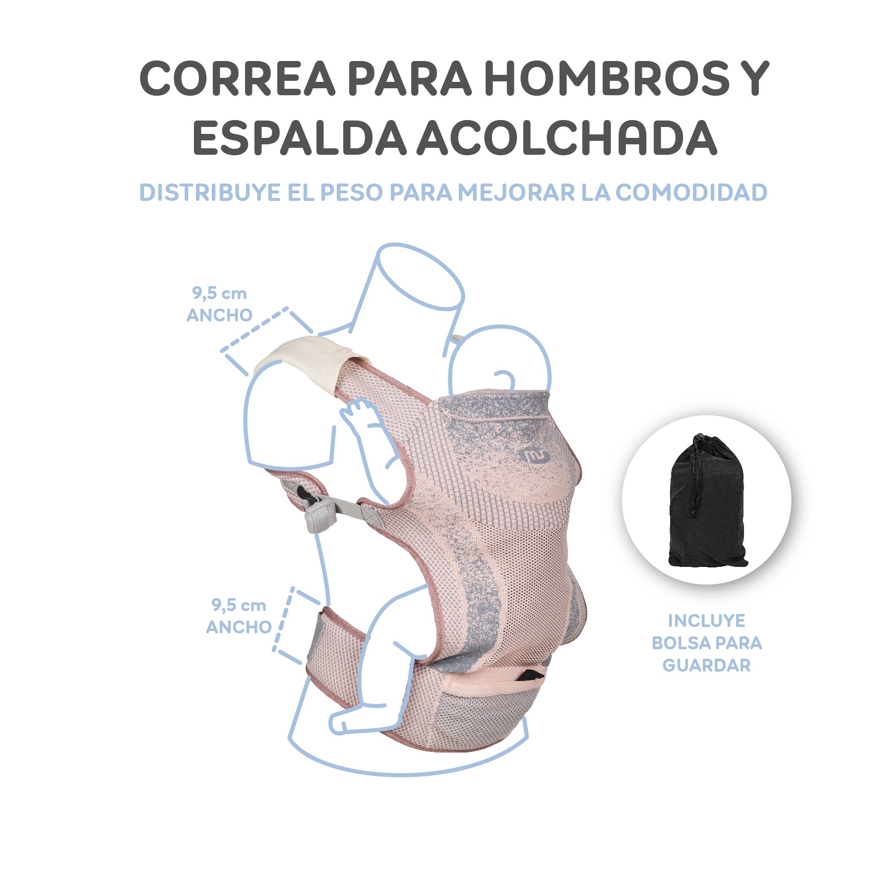 MS Mochila portabebé Kanguro rosa