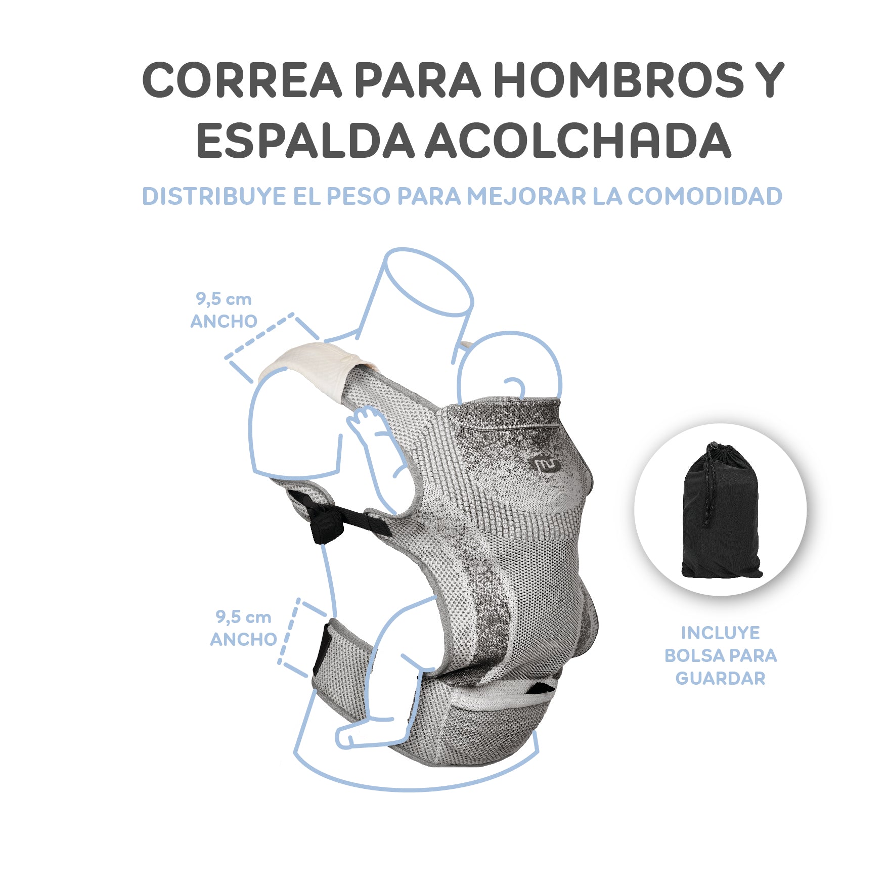 MS Mochila portabebé Kanguro gris