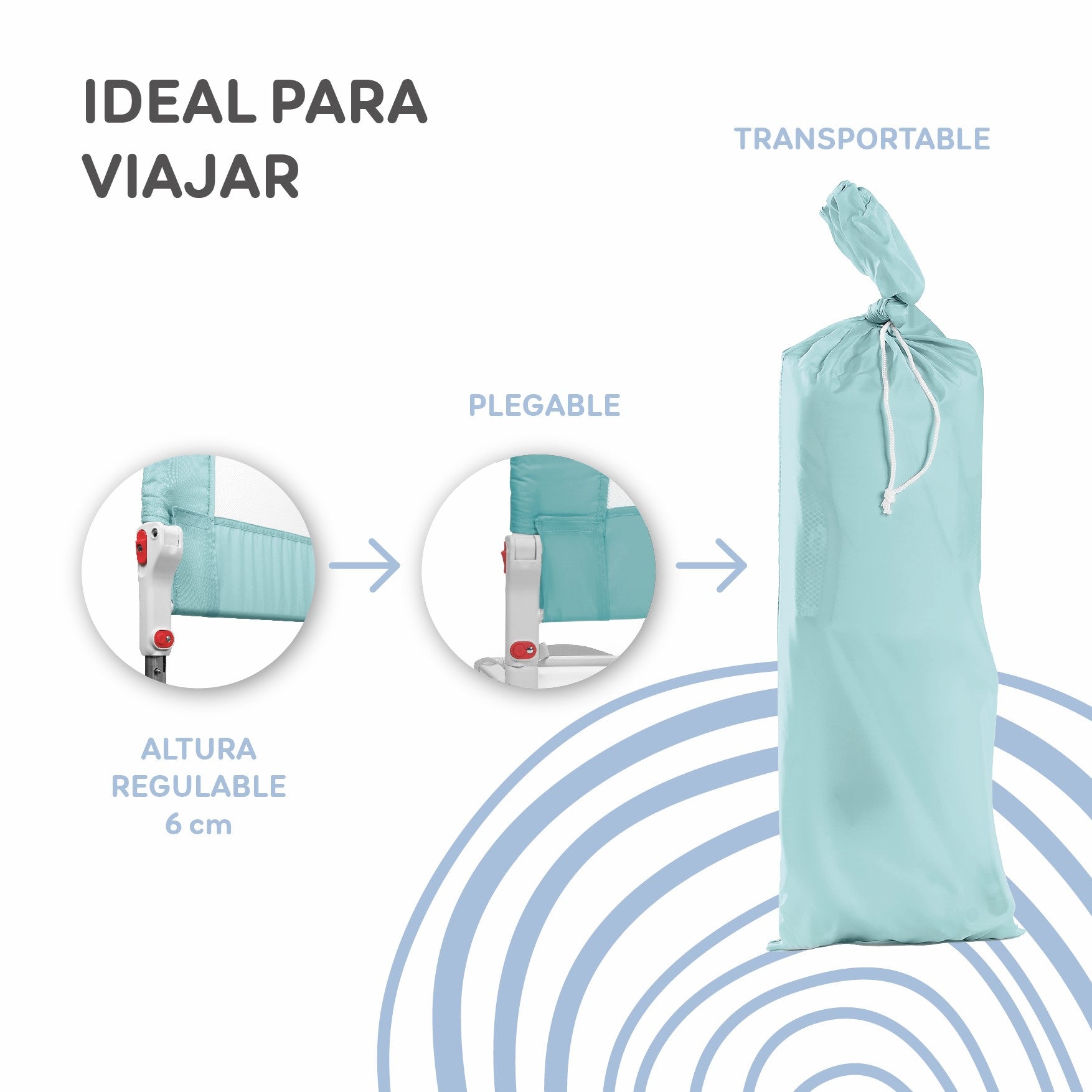 MS Barrera cama nido de 150 cm verde agua